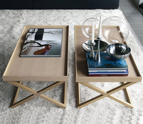 Moderner Couchtisch - 9500 - 043, 046, 047 - Vibieffe - Eiche / Nussbaum / rechteckig