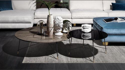 Moderner Couchtisch - 9425 CROSS - Vibieffe - Glas / Marmor / rund