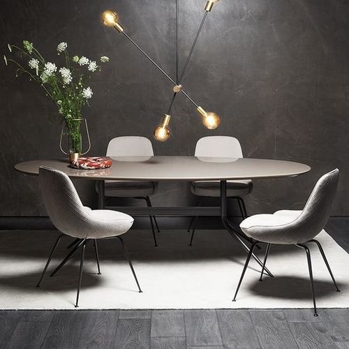 Moderner Esstisch - 1500_SWING - Vibieffe - Marmor / Gestell aus lackiertem Metall / oval