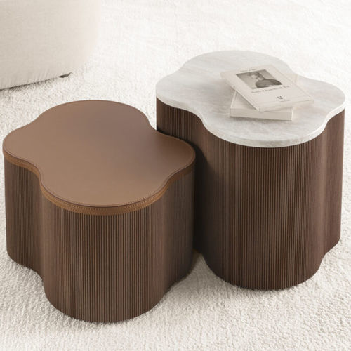 Moderner Couchtisch - 9060_MIRA - Vibieffe - Marmor / Gestell aus Holz / mit geometrischen Motiven