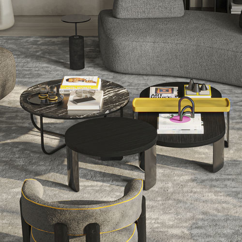 Moderner Couchtisch - 9020_POINT - Vibieffe - Eiche / Gestell aus Metall / rund
