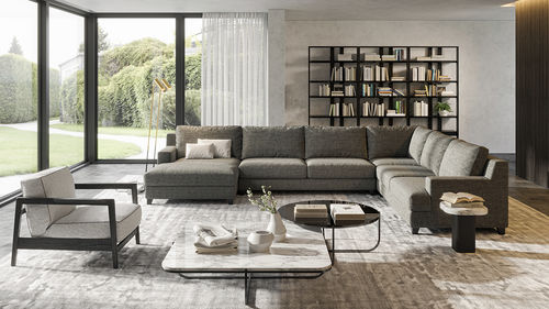 Modernes Sofa - 400_SENZA TEMPO - Vibieffe - Stoff / Leder / weiß