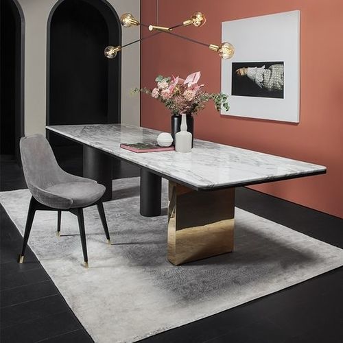 Moderner Esstisch - 4000_ROYAL - Vibieffe - Marmor / Gestell aus Eiche / rechteckig