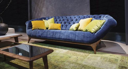 Chesterfield-Sofa - 440 VICTOR - Vibieffe - Stoff / Leder / braun
