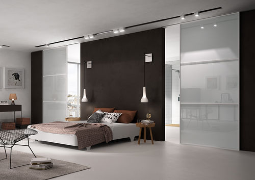 Tür für Innenbereich - DELINEO/2 - FerreroLegno - Aluminium / Schiebe / Glas