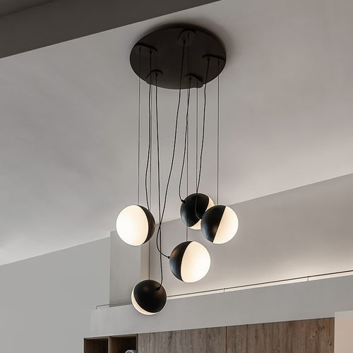 Hängelampe - HALF  - MILAN ILUMINACION - lackierter Stahl / geblasenes Glas / minimalistisches Design