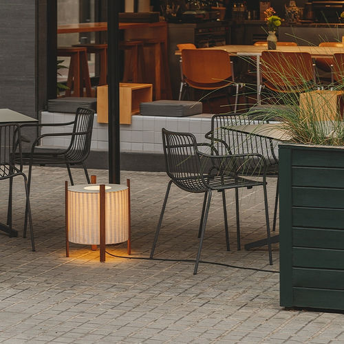 Tischlampe - ROL - MILAN ILUMINACION - bodenstehend / Stoff / lackiertes Holz
