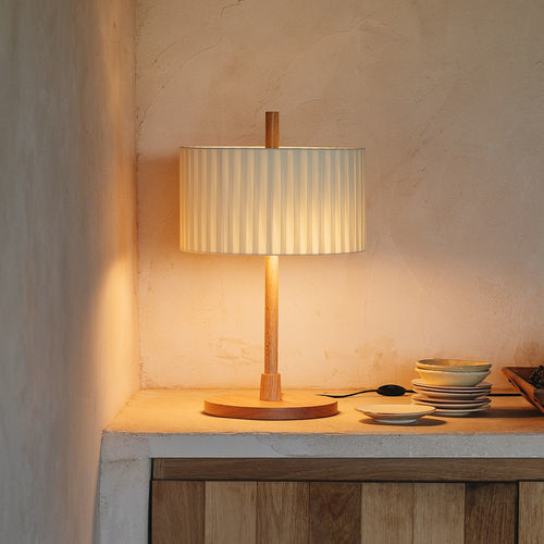 Leinen-Lampe - LINOOD - MILAN ILUMINACION - Tisch / Eiche / lackiertes Holz