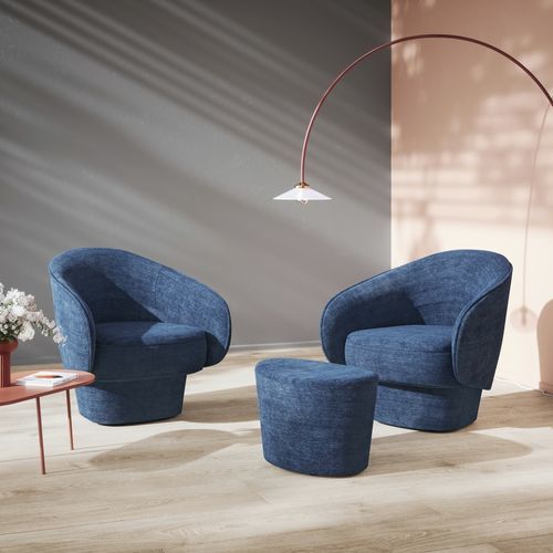 Moderner Sessel - ROC - COR - Stoff / Leder / mit Fußstütze