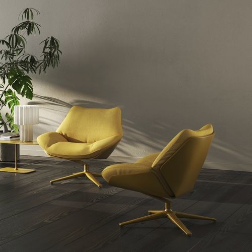 Moderner Sessel - SHRIMP - COR - Stoff / Leder / Holz