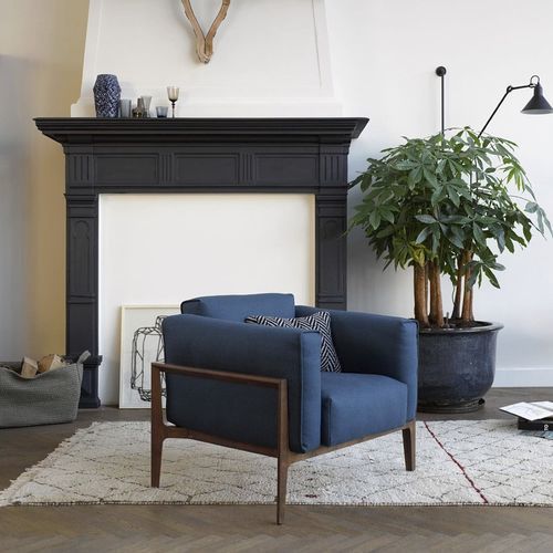 Moderner Sessel - ELM - COR - Stoff / Leder / Eiche
