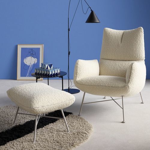 Moderner Sessel - JALIS LOUNGE - COR - Stoff / Leder / mit Fußstütze
