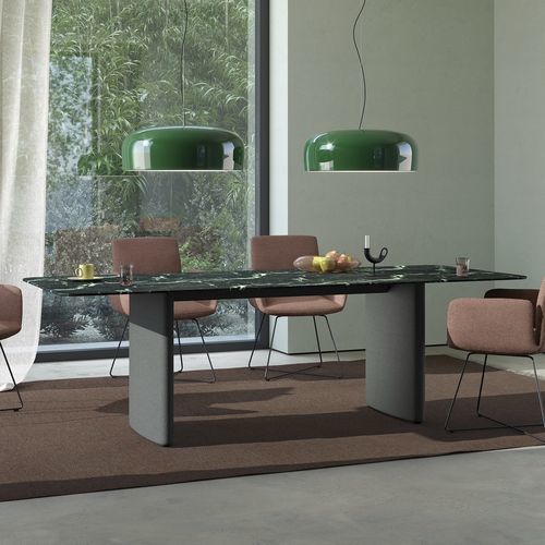 Moderner Tisch - Ipa - COR - Massivholz / lackiertes MDF / Marmor