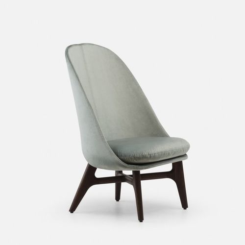 Moderner Sessel - SOLO - DE LA ESPADA - Leder / Stoff / amerikanischer Nussbaum