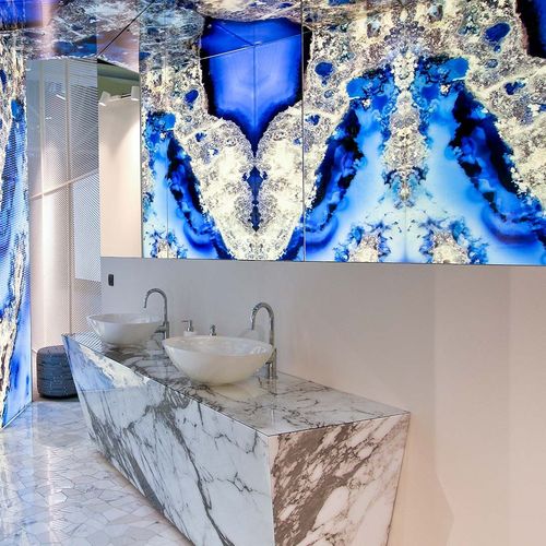 Glas-Steinplatte - GEM  - SICIS - für Fußboden / für Innenausbau / für Bad