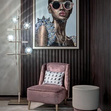 Bodenlampe - TRIS  - SICIS - Metall / Muranoglas / Leder