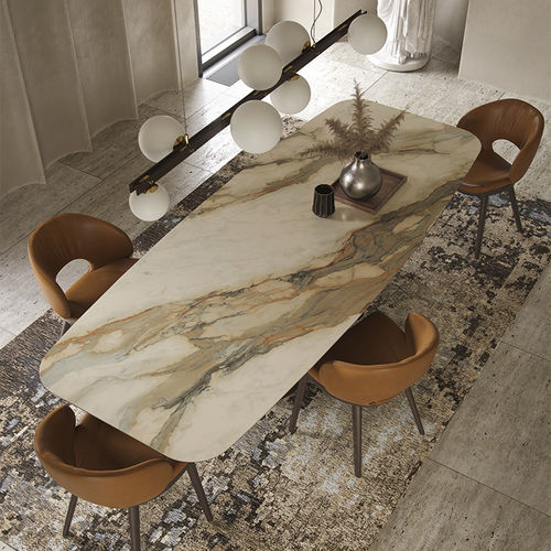 Moderner Esstisch - SCOTT  - Cattelan Italia - Nussbaum / Keramik / Gestell aus lackiertem Stahl