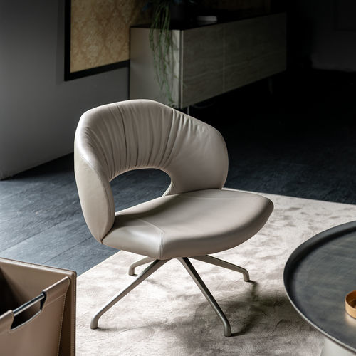 Moderner Sessel - MIRANDA - Cattelan Italia - Stoff / Leder / grau