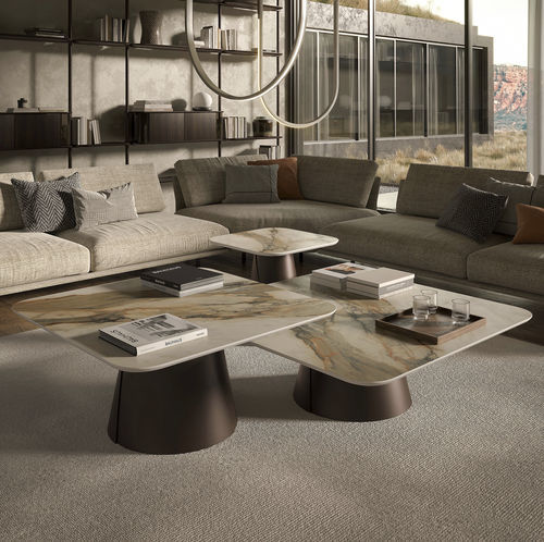 Moderner Couchtisch - ALBERT - Cattelan Italia - Keramik / Gestell aus lackiertem Stahl / rund