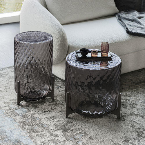 Moderner Beistelltisch - DODO - Cattelan Italia - Rauchglas / geblasenes Glas / Gestell aus lackiertem Metall