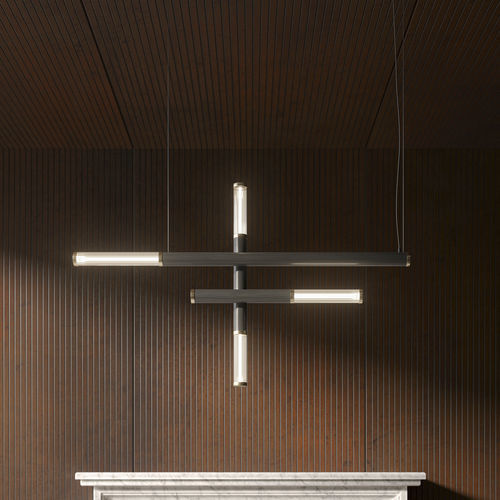 Hängelampe - REGATA - Cattelan Italia - lackierter Stahl / gebürstetes Messing / Borosilikatglas