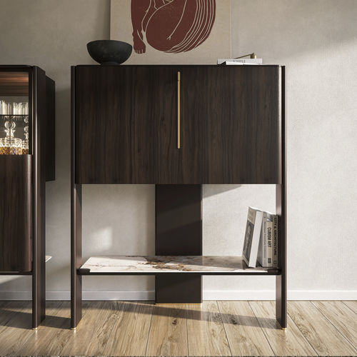 Moderner Barschrank - CREMONA - Cattelan Italia - Nussbaum / lackiertes Holz / Eiche