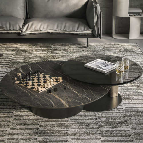 Moderner Couchtisch - ARENA  - Cattelan Italia - Rauchglas / Holz / Keramik
