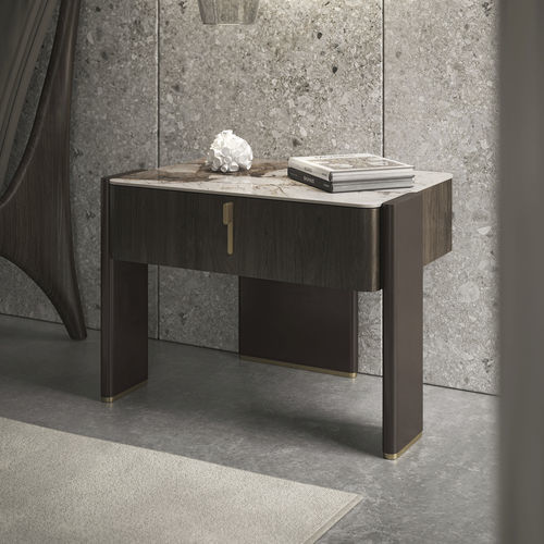 Moderner Nachttisch - JULIAN - Cattelan Italia - Eiche / Nussbaum / Glas
