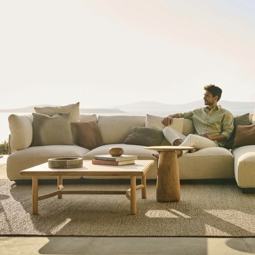 Moderner Couchtisch - UKIYO - Tribù - Teakholz / Keramik / Gestell aus Holz
