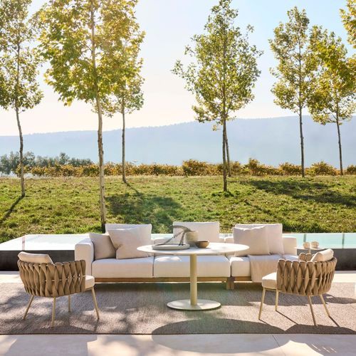 Moderner Sessel - TOSCA low dining - Tribù - Stoff / lackierter Edelstahl / Tricord®