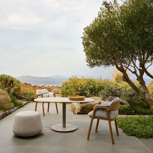 Design-Gartenstuhl - NOMAD - Tribù - für Außenbereich / Teakholz / Stoff