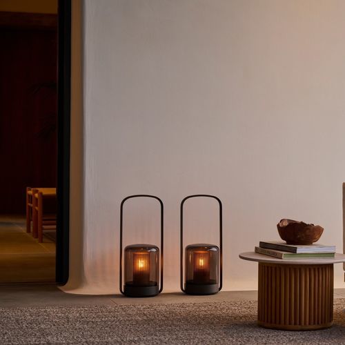 Tragbare Lampe - LUNA - Tribù - Aluminiumguss / geblasenes Glas / modern