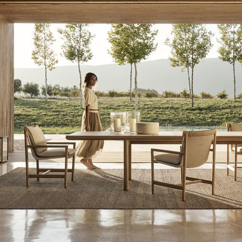 Design-Sessel - AMANU - Tribù - Stoff / aus Canax® / Teakholz