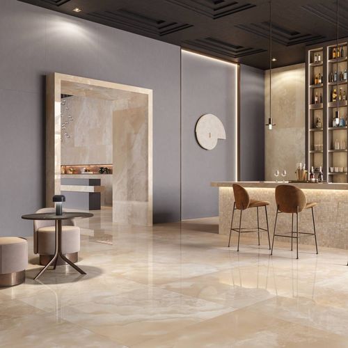 Feinsteinzeugfliesen - ONICE : HONEY - CERAMICHE KEOPE - Hochglanz / für den Innenraum / für Badezimmer