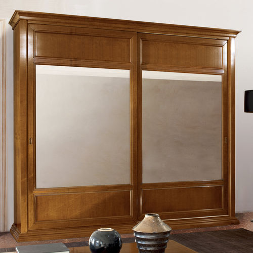 Klassischer Kleiderschrank - IRIDIO  - LE FABLIER - Holz / mit Schiebetür / mit Spiegel