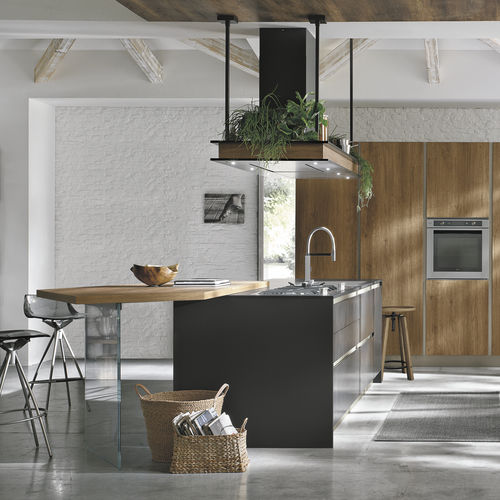 Moderne Küche - INFINITY - STOSA CUCINE - Eiche / lackiertes Glas / NTM Fenix®