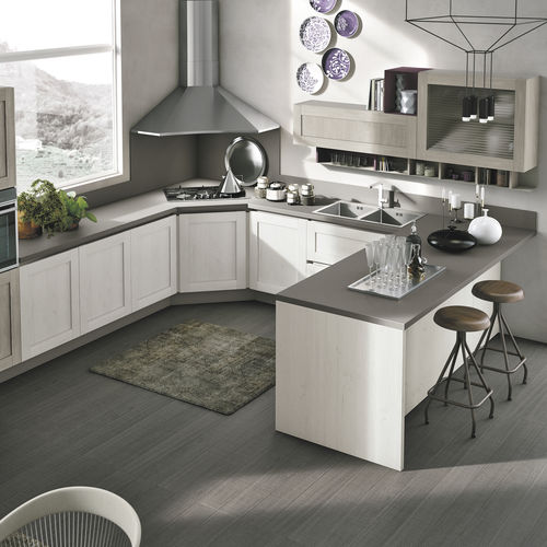 Moderne Küche - CITY  - STOSA CUCINE - Holz / Kunststein / NTM Fenix®