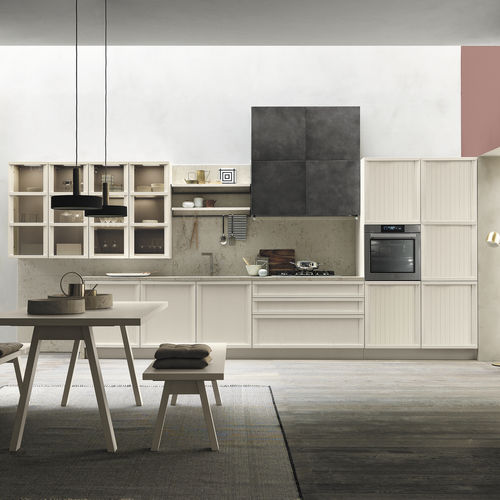 Moderne Küche - TOSCA - STOSA CUCINE - Esche / Stein / lackierter Stahl