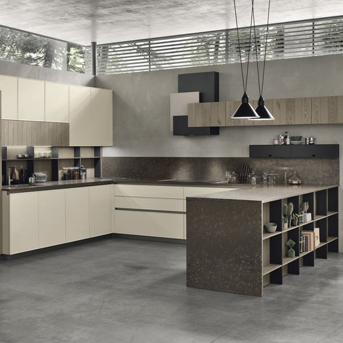 Moderne Küche - FRAME - STOSA CUCINE - Eiche / Laminat / Kochinsel