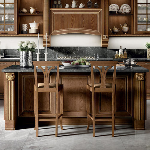Klassischer Barstuhl - SGA09 - STOSA CUCINE - für Küche / Stoff / Holz