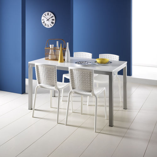 Moderner Esstisch - CUBO - STOSA CUCINE - lackiertes Glas / Laminat / Gestell aus Metall