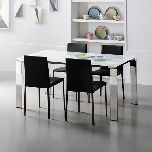Moderner Esstisch - VENERE - STOSA CUCINE - lackiertes Glas / Gestell aus lackiertem Metall / Gestell aus verchromtem Metall