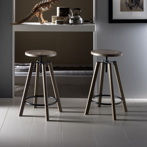 Moderner Barhocker - ZEDY - STOSA CUCINE - Esche / mit Fußstütze / höhenverstellbar