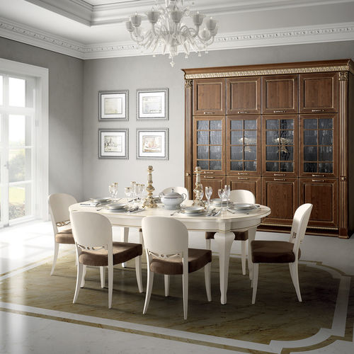 Klassischer Esstisch - TRIONFO - STOSA CUCINE - Holzfurnier / Gestell aus Holz / oval