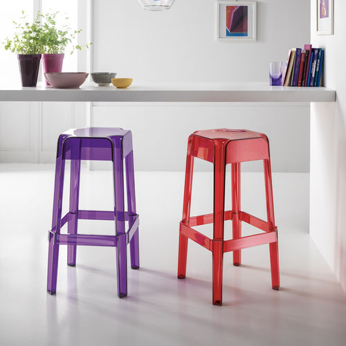 Moderner Barhocker - RUBIK - STOSA CUCINE - Polycarbonat / mit Fußstütze / quadratisch