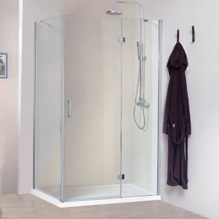 Glas-Duschkabine - STILE LIBERO - Megius SpA - Aluminium / Schwenk / für Eckeinbau