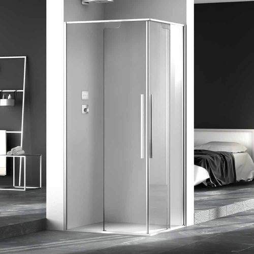 Glas-Duschkabine - ZEN A12+A12 - Megius SpA - Aluminium / Edelstahl / mit Schiebetür