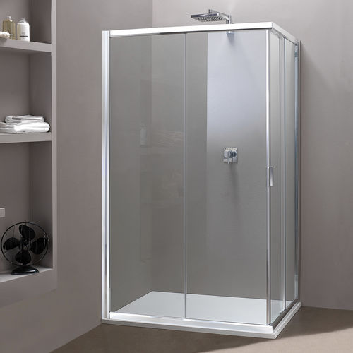Glas-Duschkabine - MORE LIVE A10+A10 - Megius SpA - Aluminium / mit Schiebetür / für Eckeinbau