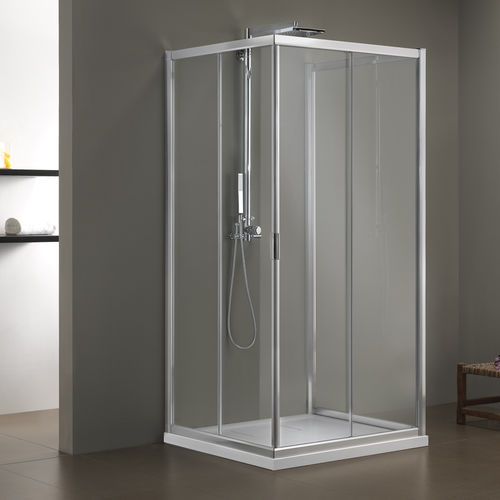 Glas-Duschkabine - MORE LIVE Z12+Z12+D10 - Megius SpA - Aluminium / mit Schiebetür / quadratisch