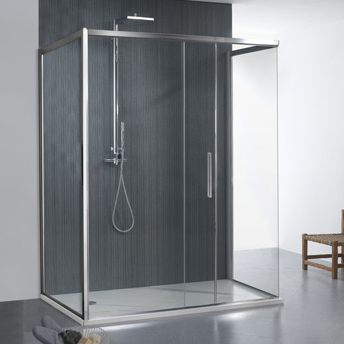 Glas-Duschkabine - MORE LIVE A1K+FS0+D10 - Megius SpA - Aluminium / mit Schiebetür / rechteckig